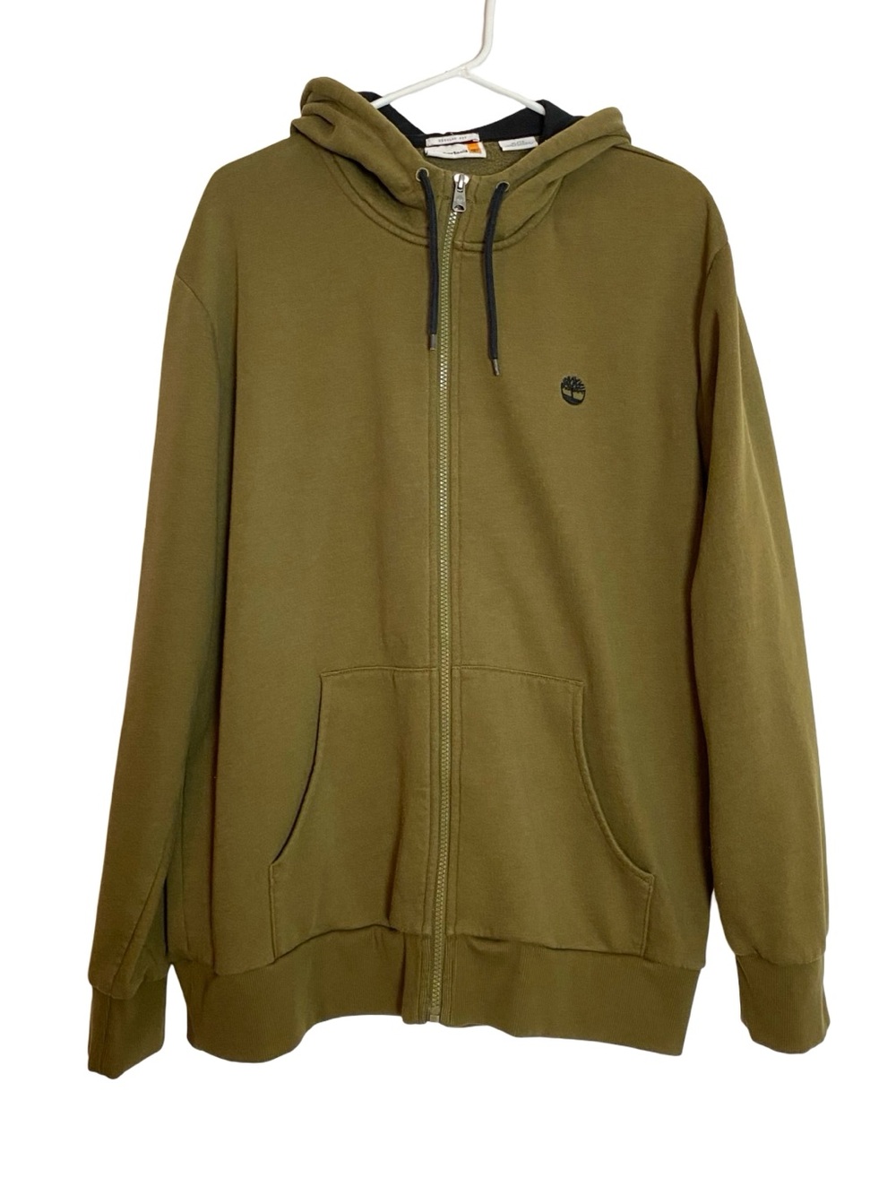 Timberland Sweatshirt Full Zip Up Jacket Mens Size XL Green Pockets Hoodie